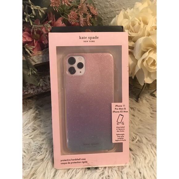 Kate Spade Apple iPhone 11 Pro Max/ XS Max Hard Shell Phone Case Ombre Glitter - Picture 1 of 2